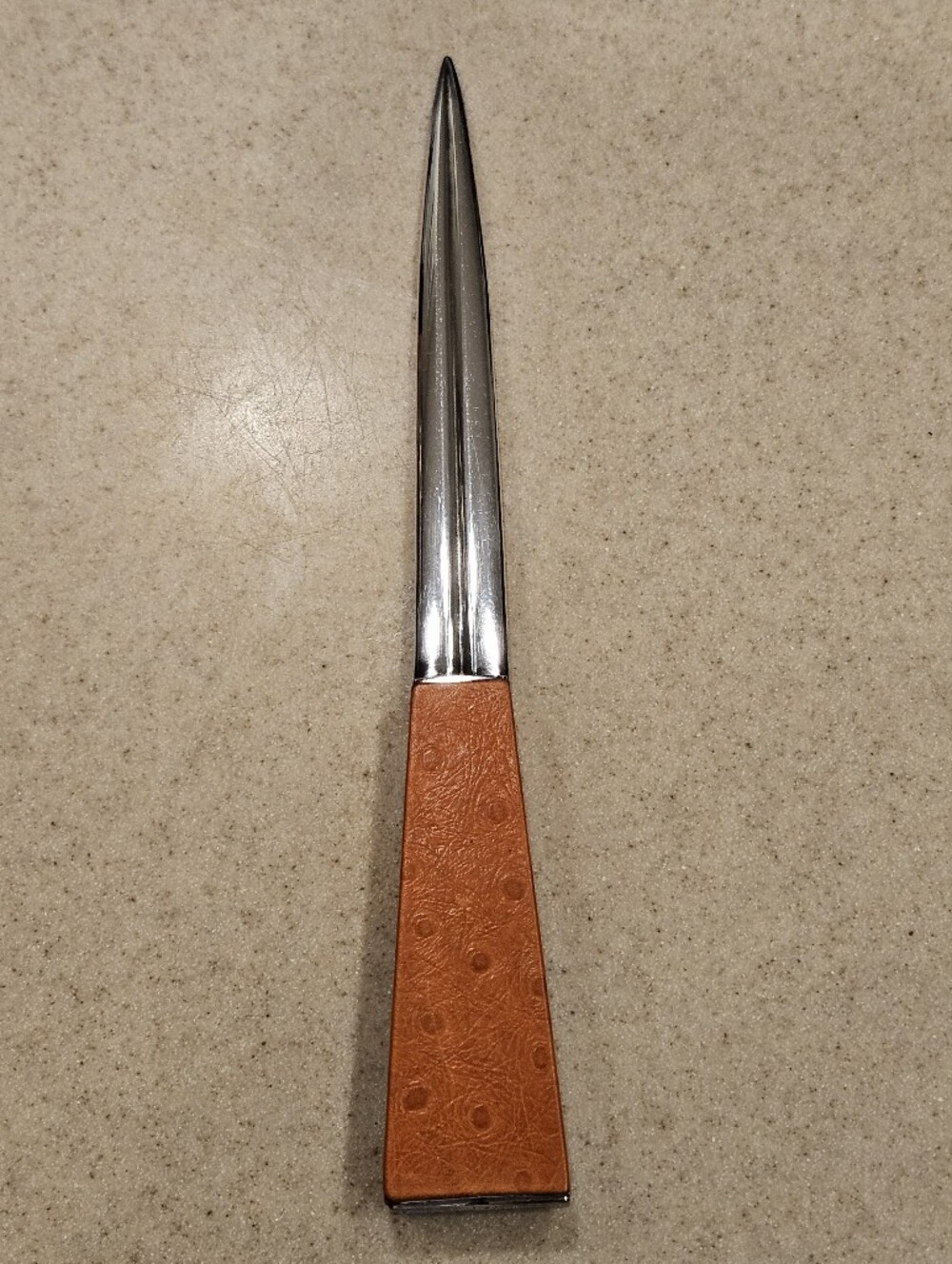 RARE VINTAGE DEL CONTE ITALY OSTRICH WOOD SILVER OFFICE DESK LETTER MAIL OPENER